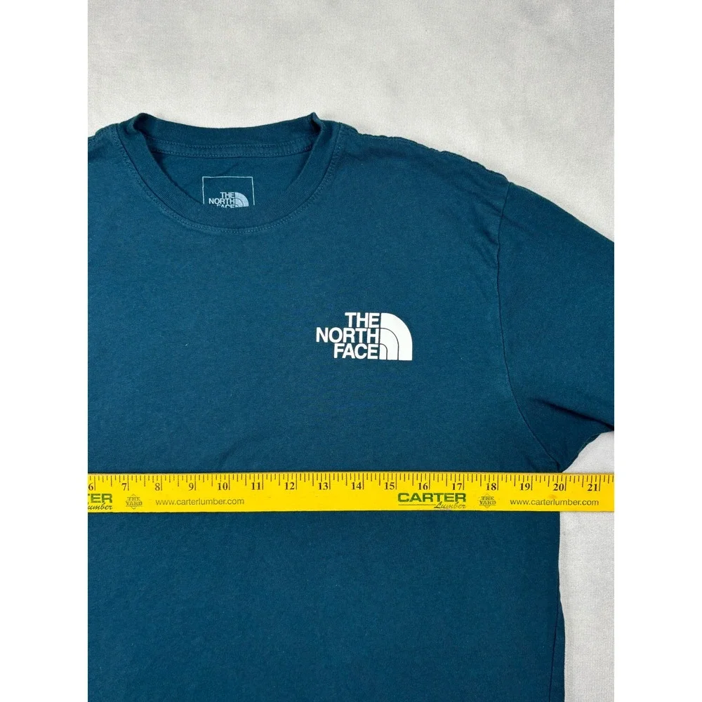 The North Face Mens‎ Teal Blue Graphic T-Shirt Circular Design Van Kayak M A8CR8